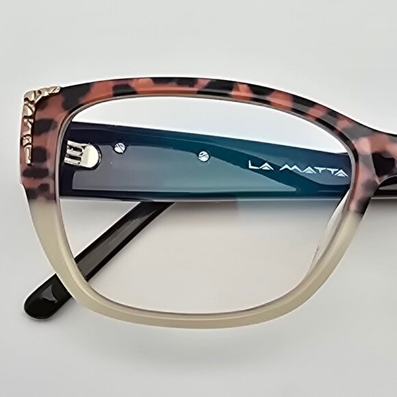 La Matta LM3138 Col. 2 Leopard White Rhinestone Cat Eye Eyeglasses Frame Italy - Picture 12 of 12